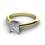 Yellow gold princess-cut diamond engagement ring- hestia Yellow gold princess-cut diamond engagement ring- hestia