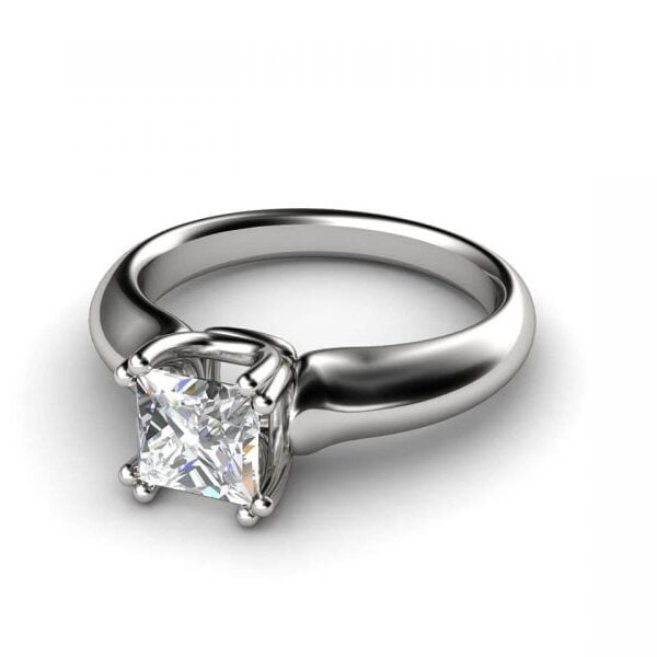 Platinum Solitaire Engagement Ring with Princess-Cut Diamond - Doris