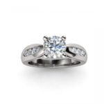 Solitaire engagement ring with diamond band - stefania - white gold - top view