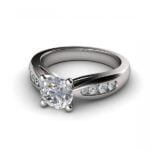 Solitaire engagement ring with diamond band - stefania - platinum