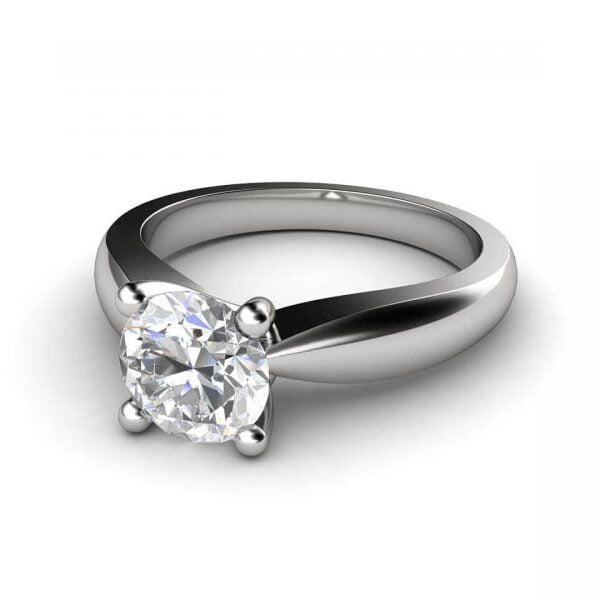 White gold classic four-claw round solitaire ring - Sofia