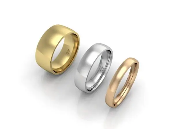 Barrel shape 5 Barrel-shaped wedding ring - white, yellow, rose gold