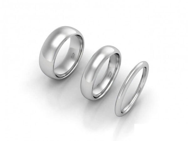 High dome round edge 9 High dome round edge wedding ring - white gold, platinum