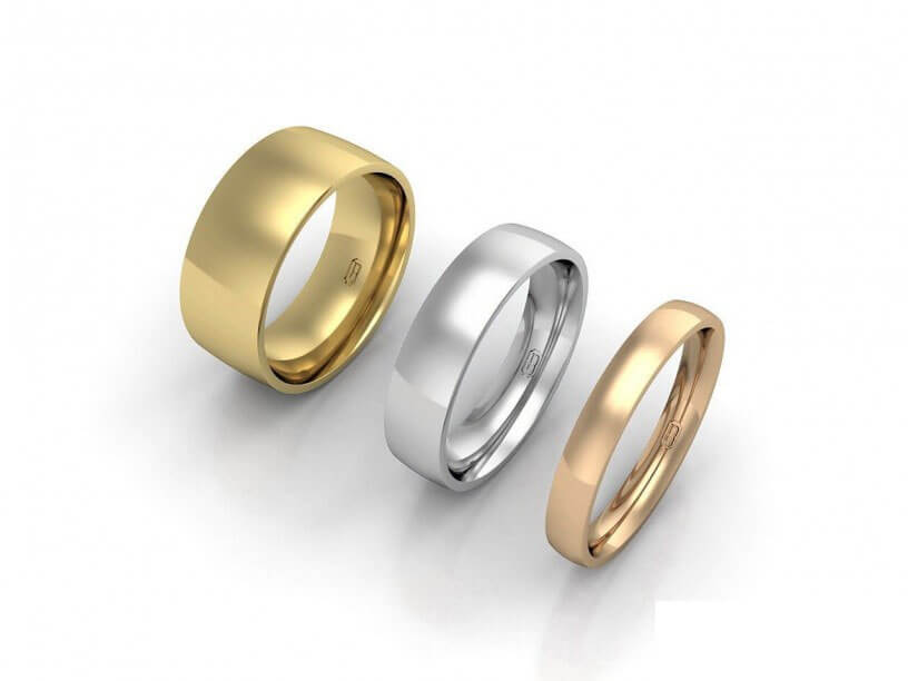 Custom-made same-sex wedding rings and engagement rings by joseph george jewellery 1 Jg c 3mm 5mm 8mm ywr web