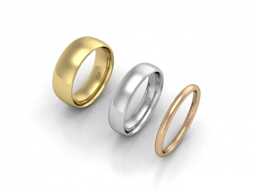 Classic comfort wedding ring for men and women - white, yellow, rose gold