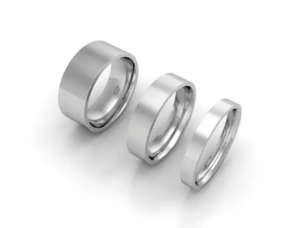 Flat top 7 Classic flat wedding ring - white gold, platinum