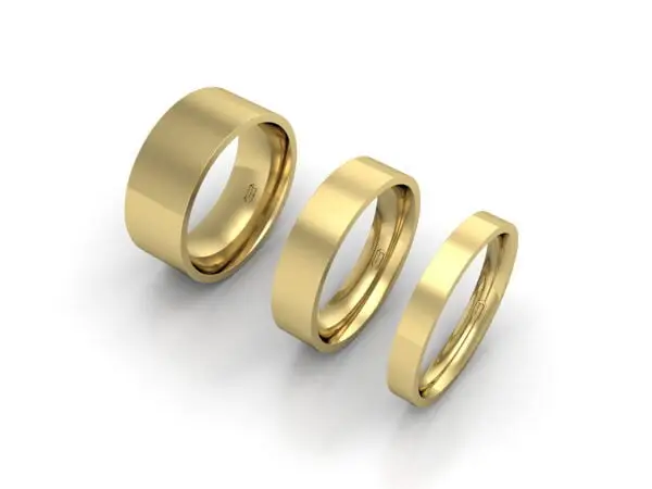 Flat top 6 Classic flat wedding ring - yellow gold
