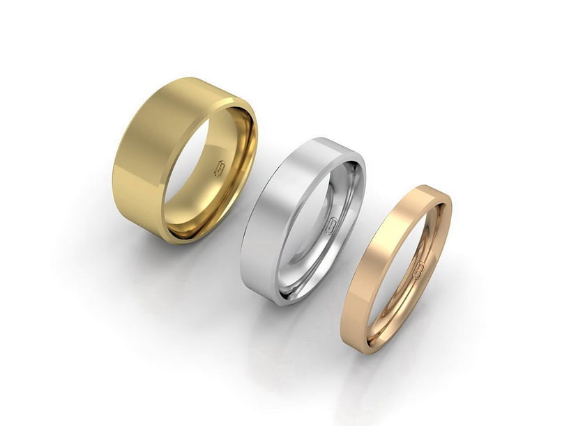 Flat bevelled edge wedding ring