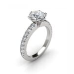 White gold six-claw engagement ring with side stones - erato
