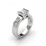 White gold princess-cut diamond engagement ring on a wide band - ismene White gold princess-cut diamond engagement ring on a wide band - ismene