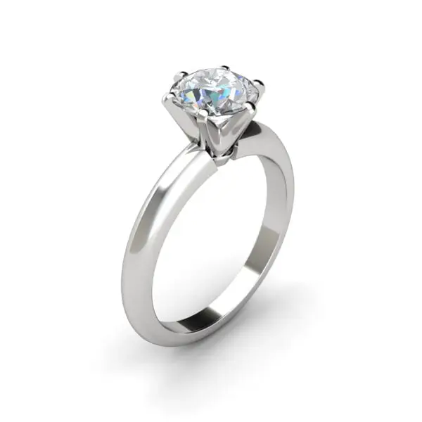 Classic solitaire engagement ring Tiffany, with a round diamond in platinum