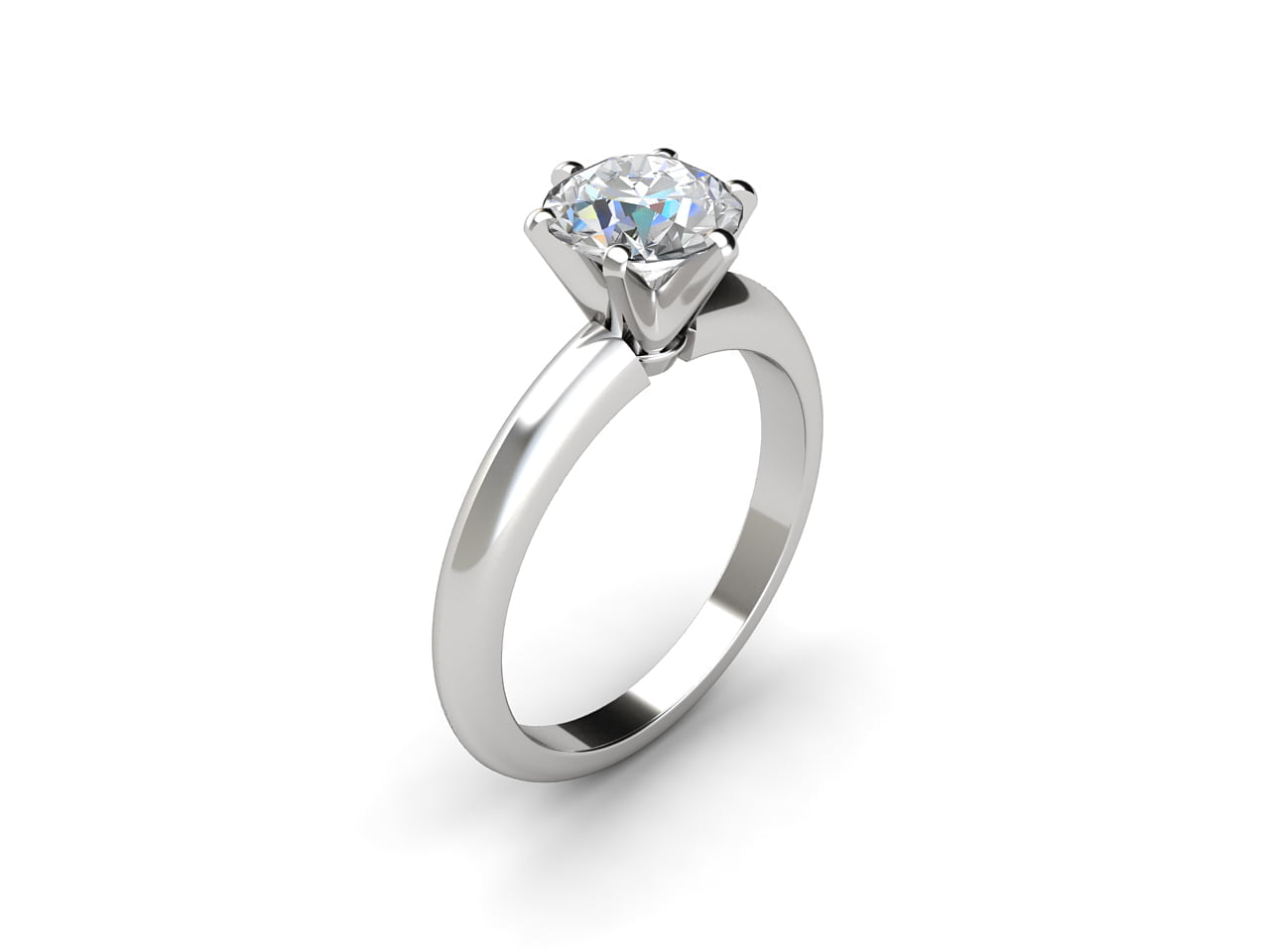 Classic solitaire engagement ring tiffany, with a round diamond in platinum