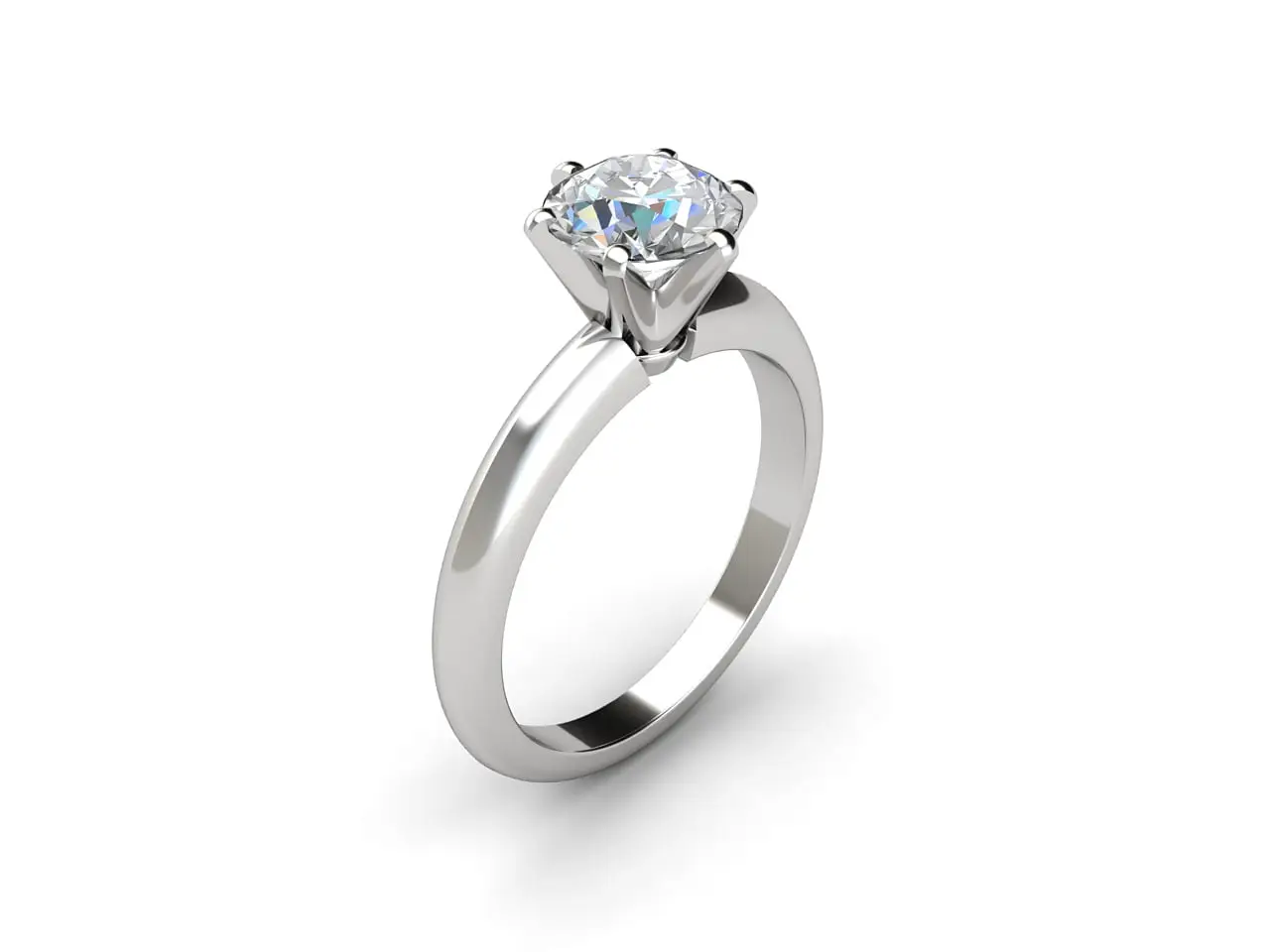 Classic solitaire engagement ring tiffany, with a round diamond in platinum