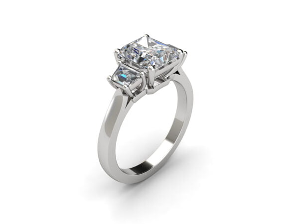 White gold three-stone princess-cut and trapezoid diamonds ring - eris