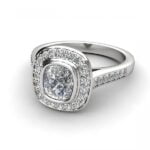 Platinum cushion-cut diamond halo engagement ring - kalliope