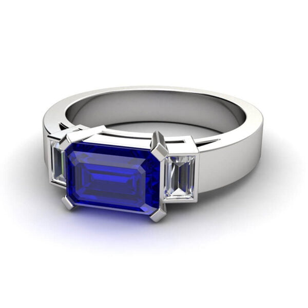 White gold 3-stone sapphire and diamond ring - Dellia