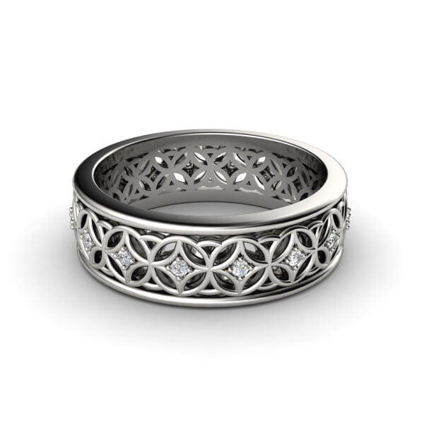 White gold Celtic wedding band with diamonds - Charmion