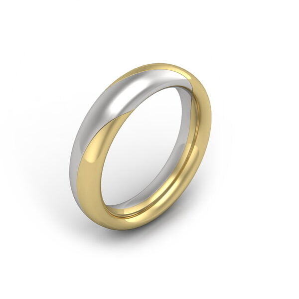White and yellow gold interlocking wedding ring - Linus Oval