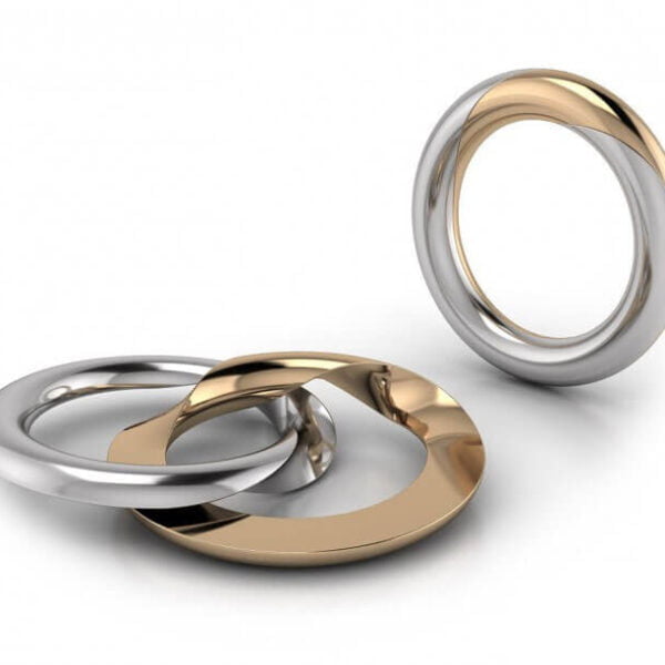 White and rose gold Puzzle wedding ring - Linus