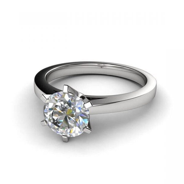 Platinum six-claw solitaire engagement ring - Agnes