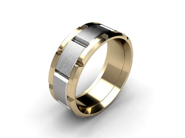 2-tone white and rose gold wedding bands - zeus