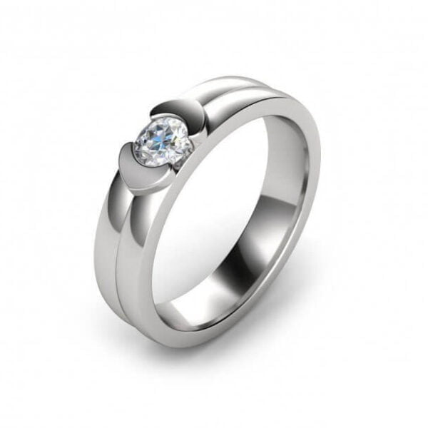 Half Bezel set Round Diamond Ring Theseus