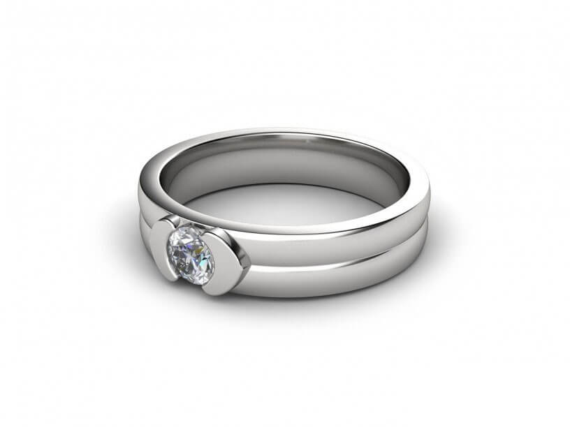 Half Bezel set Round Diamond Ring for Men Theseus Joseph George