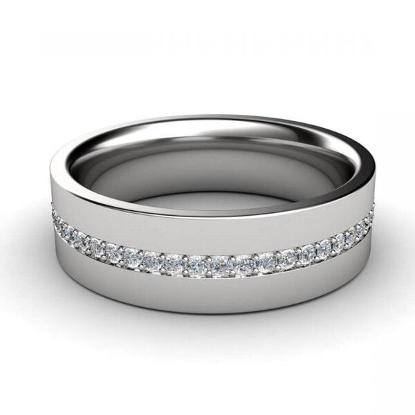 White gold Men's flat diamond ring - Adamas