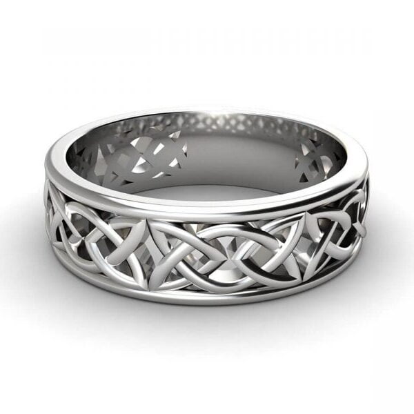 Celtic knot wedding band - Tristan - white gold, platinum