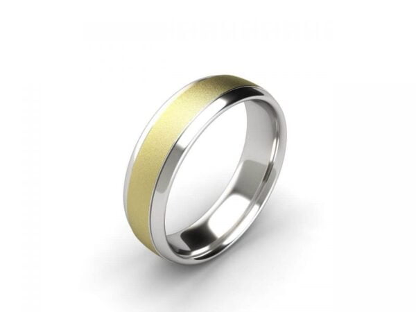 Argos 8 Men's white and yellow gold comfort wedding band with brushed centre and polished sides -argos