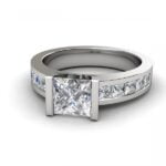 Platinum channel-set princess-cut diamond engagement ring - elpis