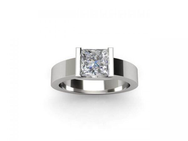 Elpis 7 White gold tension-set princess cut solitaire engagement ring - elpis