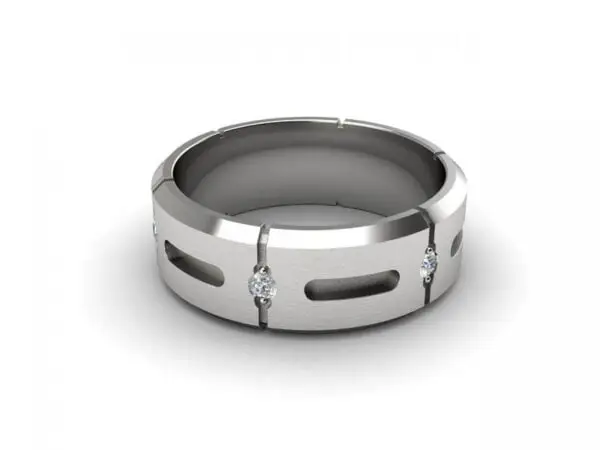 Men's band with 6 diamonds - pegasus-white gold