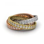 18k gold russian wedding ring with diamonds - diamond trinity