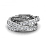18k white gold or platinum russian wedding ring with diamonds - diamond trinity