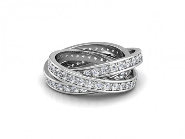 18k white gold or platinum russian wedding ring with diamonds - diamond trinity
