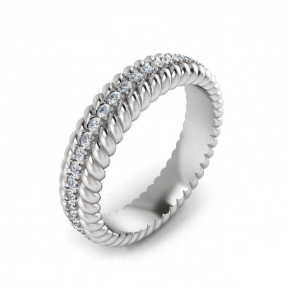 Contemporary twist design diamond wedding ring - Athena