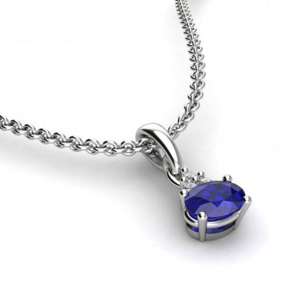 18k white gold sapphire and diamond pendant - Plymnia