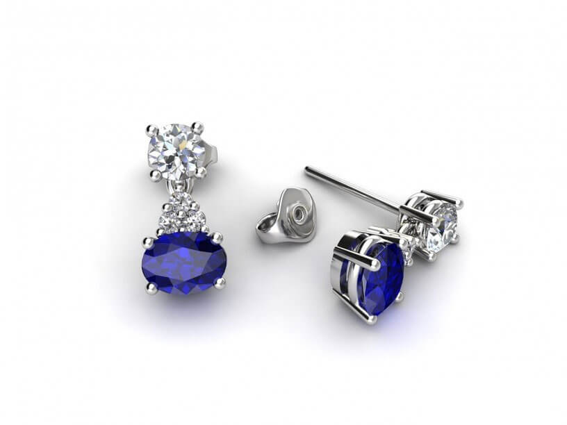 18k white gold sapphire and diamond drop earrings - polymnia