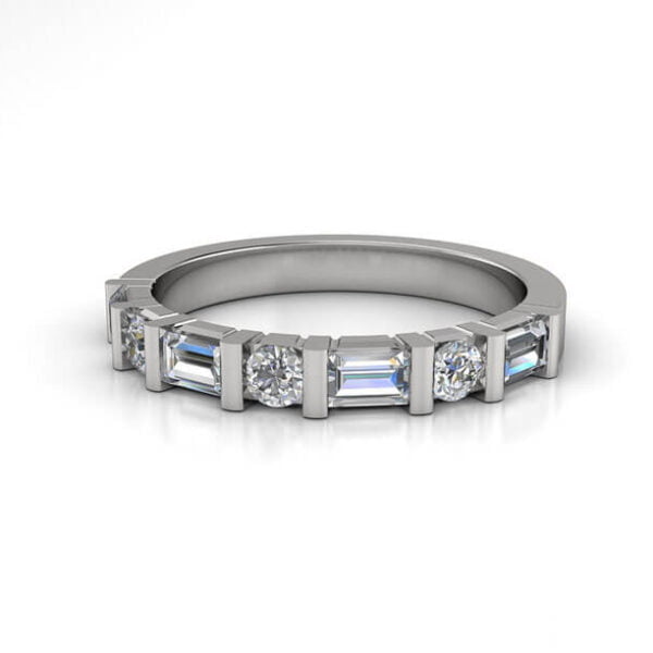 Platinum baguette and round diamonds wedding band - Georgia