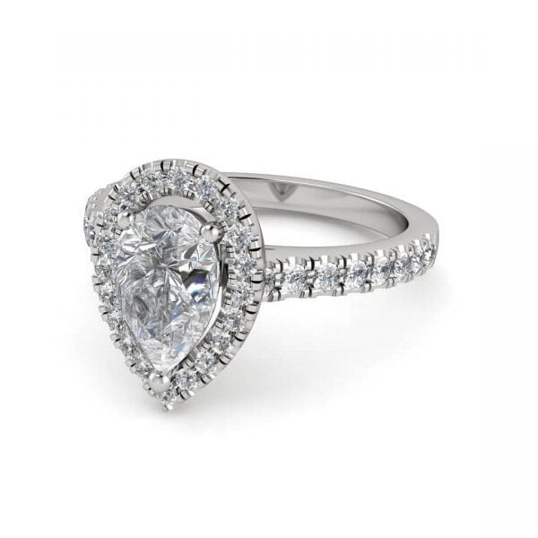 Platinum pear shape diamond ring with halo - Xanthe
