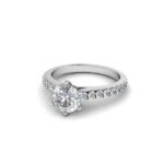 Unique solitaire ring with accent stones - olga - platinum