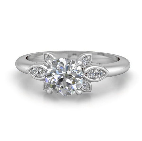 Platinum flower design diamond engagement ring - Anthos
