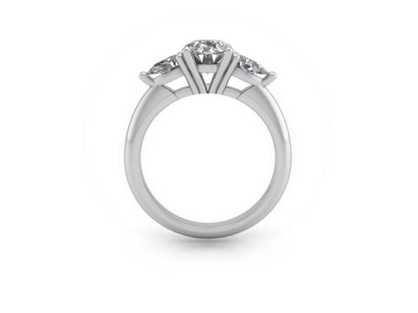 Apollonia 3-stone diamond engagement ring with an oval and pear diamonds in white gold