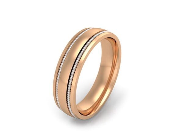 Arcadius - men's beaded wedding band - rose with white lines
