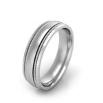Arcadius - men's beaded wedding band - white gold