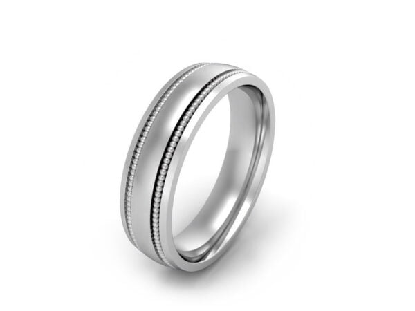 Arcadius - men's beaded wedding band - white gold