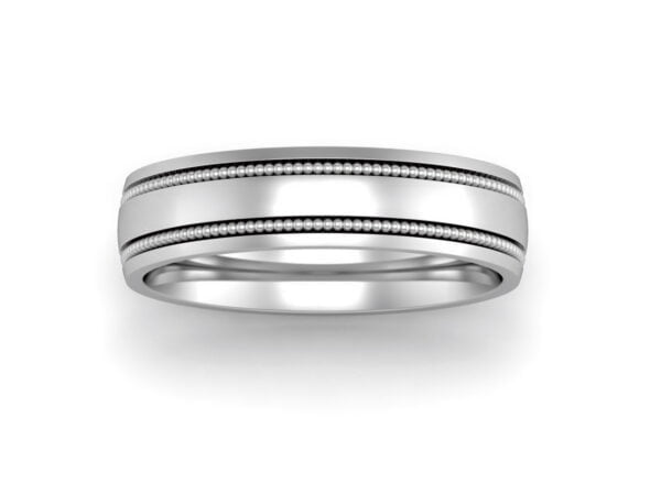 Arcadius - men's beaded wedding band - platinum