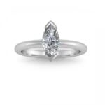 White gold classic marquise solitaire diamond engagement ring - charis