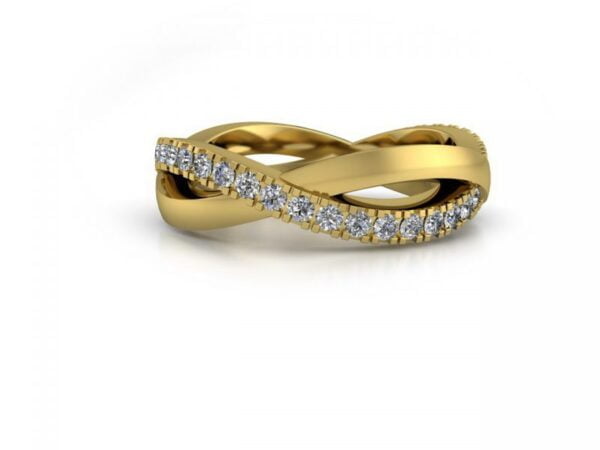 Yellow gold infinity diamond wedding band - leda